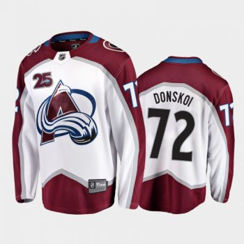 Men Colorado Avalanche Joonas Donskoi #72 25th Anniversary White 2020-21 Away Jersey