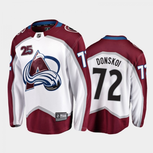 Men Colorado Avalanche Joonas Donskoi #72 25th Anniversary White 2020-21 Away Jersey