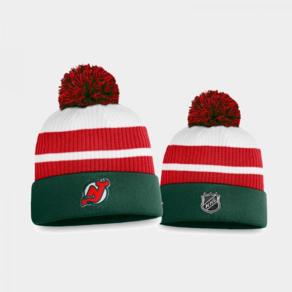 Men New Jersey Devils Throwback Pom Cuffed 2021 Special Edition Green Knit Hat