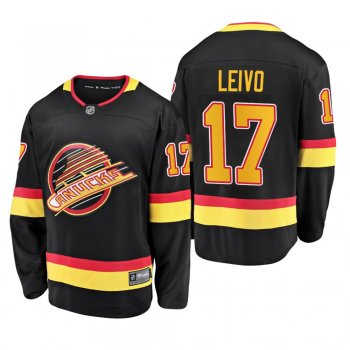 Josh Leivo #17 Canucks 90's Flying Skate 50th Anniversary Black Premier Breakaway Player Jersey