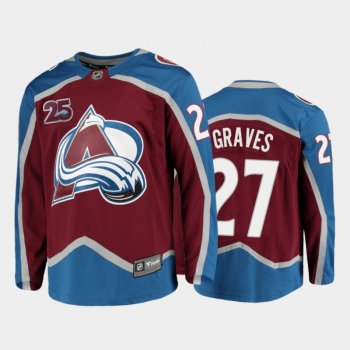 Men Colorado Avalanche Ryan Graves #27 25th Anniversary Burgundy 2020-21 Home Jersey