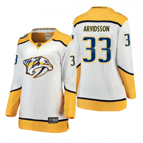 Women's Viktor Arvidsson #33 Nashville Predators Away Breakaway Player White Bargain Jersey