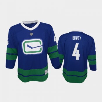 Youth Vancouver Canucks Madison Bowey #4 Alternate 2021 Blue Jersey