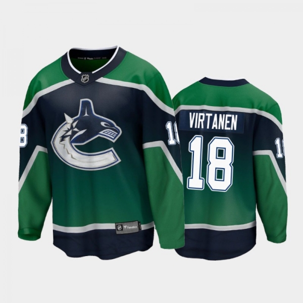 Men's Vancouver Canucks Jake Virtanen #18 Special Edition Green 2021 Jersey