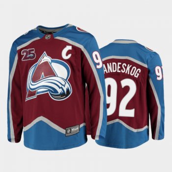 Men Colorado Avalanche Gabriel Landeskog #92 25th Anniversary Burgundy 2020-21 Home Jersey