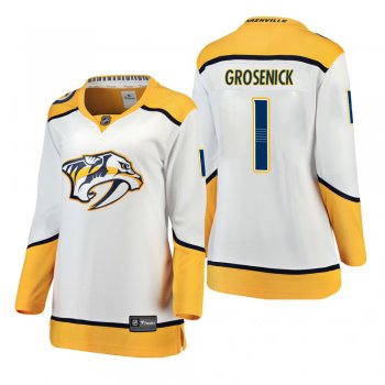 Women's Troy Grosenick #1 Nashville Predators Away Breakaway Player White Bargain Jersey