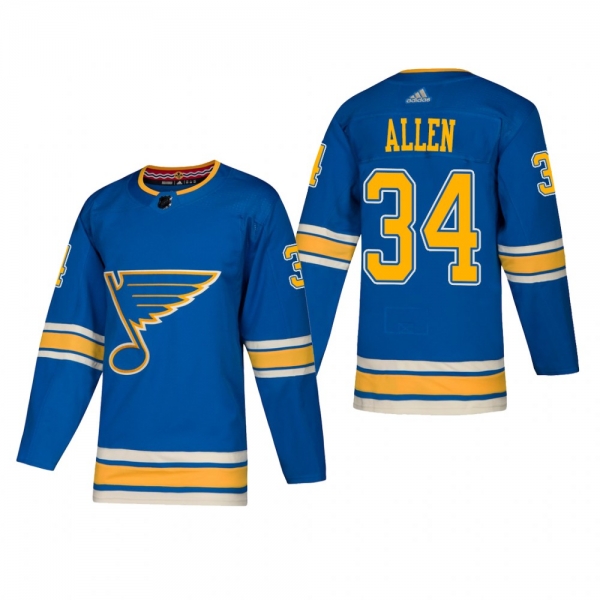 Men's St. Louis Blues Jake Allen #34 2018-19 Alternate Reasonable Authentic Jersey - Blue