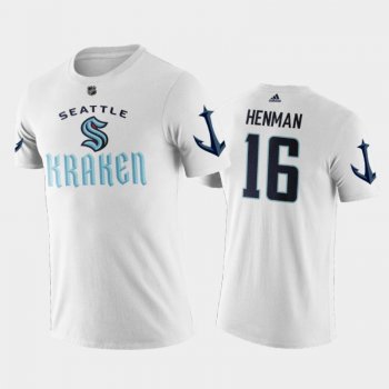 Men's Seattle Kraken Luke Henman #16 First Player Primary Logo White T-Shirt