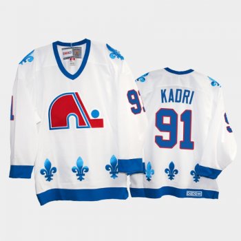 Nazem Kadri #91 Quebec Nordiques Heritage Vintage White Replica Jersey