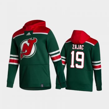 Men's New Jersey Devils Travis Zajac #19 Authentic Pullover Special Edition 2021 Reverse Retro Green Hoodie