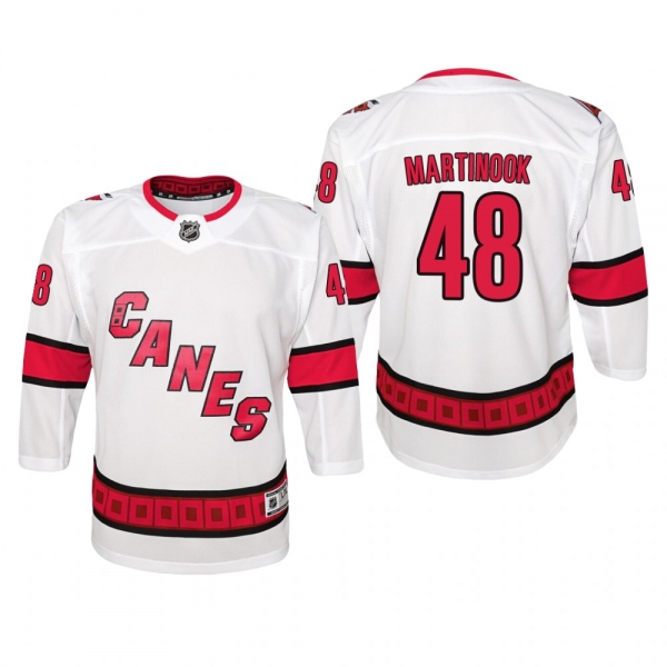 Youth Carolina Hurricanes Jordan Martinook #48 Away Premier White Jersey