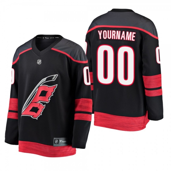 Youth Carolina Hurricanes Custom #00 2019 Alternate Cheap Breakaway Player Jersey - Black