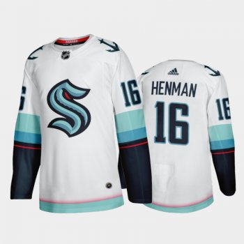 Men's Seattle Kraken Luke Henman #16 Away White Authentic Jersey