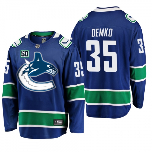 Canucks Thatcher Demko #35 50th Anniversary Home Jersey - Blue