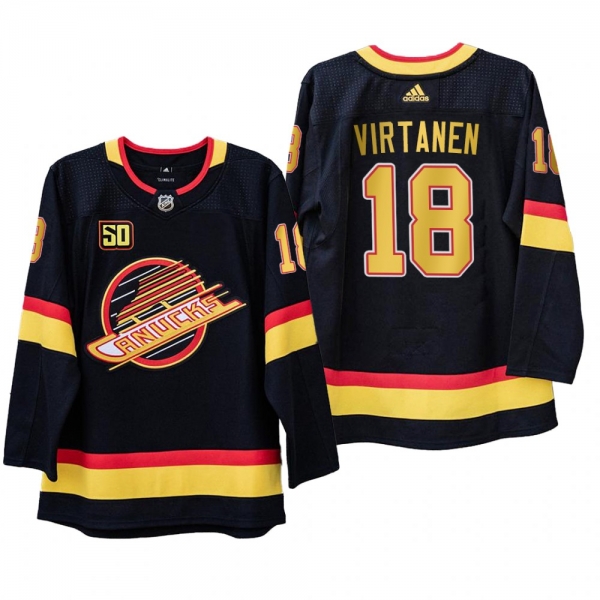 Vancouver Canucks Jake Virtanen #18 50th Anniversary Black Adizero Throwback Jersey