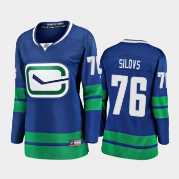 Women's 2021 Vancouver Canucks Arturs Silovs #76 Alternate Jersey - Blue