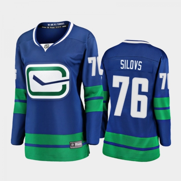 Women's 2021 Vancouver Canucks Arturs Silovs #76 Alternate Jersey - Blue