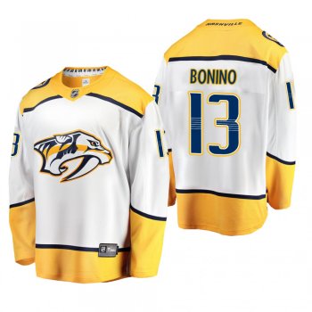 Men's Nashville Predators Nick Bonino #13 Away White Breakaway Player Cheap Jersey