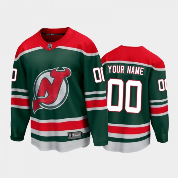 Men's New Jersey Devils Custom #00 Special Edition Green 2021 Jersey