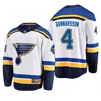 Men's St. Louis Blues Carl Gunnarsson #4 Away White Breakaway Player Cheap Jersey