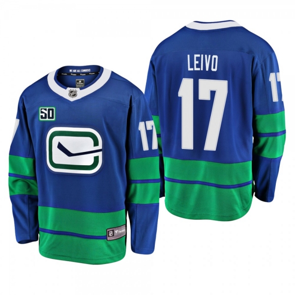 Canucks Josh Leivo #17 50th Anniversary Alternate Jersey - Blue