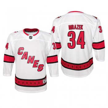 Youth Carolina Hurricanes Petr Mrazek #34 Away Premier White Jersey