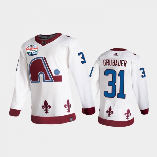 Men's Colorado Avalanche Philipp Grubauer #31 2021 Lake Tahoe White Authentic Patch Jersey