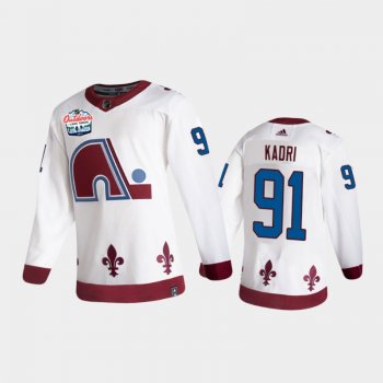 Men's Colorado Avalanche Nazem Kadri #91 2021 Lake Tahoe White Authentic Patch Jersey