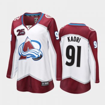 Women's 2020-21 Colorado Avalanche Nazem Kadri #91 25th Anniversary Away Jersey - White