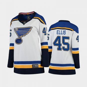 Women's 2020-21 St. Louis Blues Colten Ellis #45 Away Breakaway Player Jersey - White