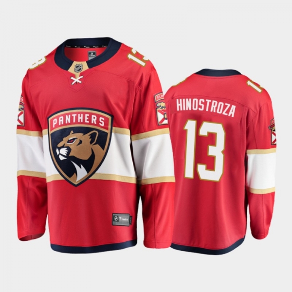 Florida Panthers Vinnie Hinostroza #13 Home Red 2020-21 Breakaway Player Jersey