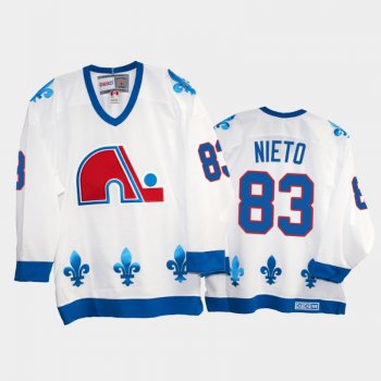 Matt Nieto #83 Quebec Nordiques Heritage Vintage White Replica Jersey