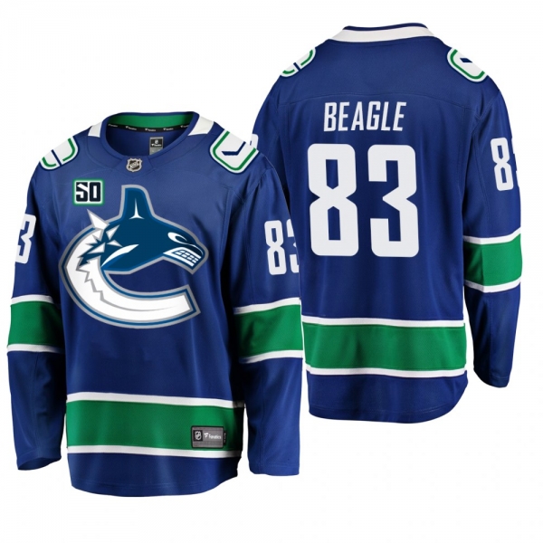 Canucks Jay Beagle #83 50th Anniversary Home Jersey - Blue