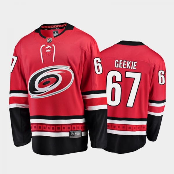 Men's Carolina Hurricanes Morgan Geekie #67 Home Red 2020-21 Breakaway Player Jersey