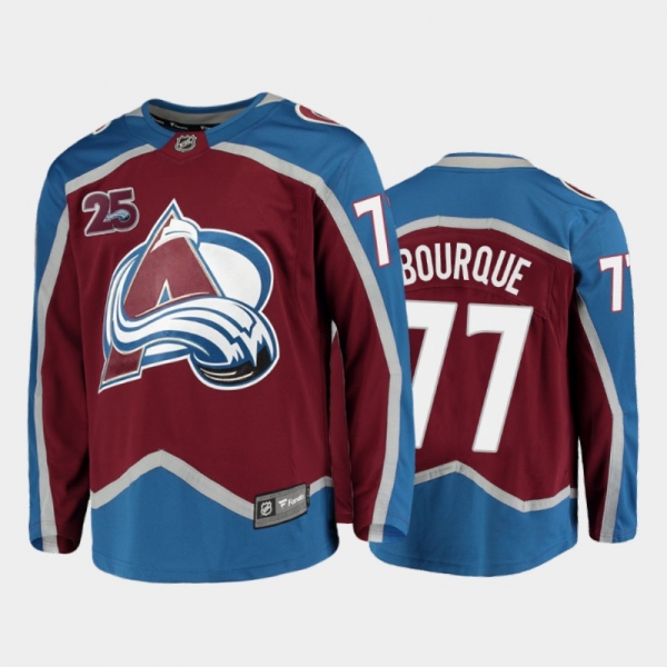 Men Colorado Avalanche Ray Bourque #77 25th Anniversary Burgundy 2020-21 Home Jersey