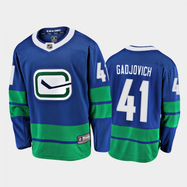 Men's Vancouver Canucks Jonah Gadjovich #41 Alternate Blue 2021 Jersey