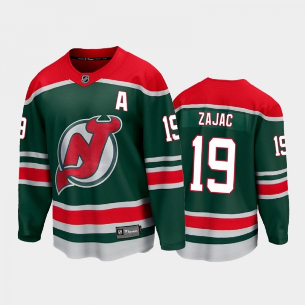 Men's New Jersey Devils Travis Zajac #19 Special Edition Green 2021 Jersey