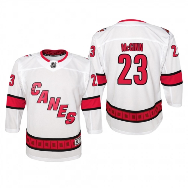 Youth Carolina Hurricanes Brock McGinn #23 Away Premier White Jersey