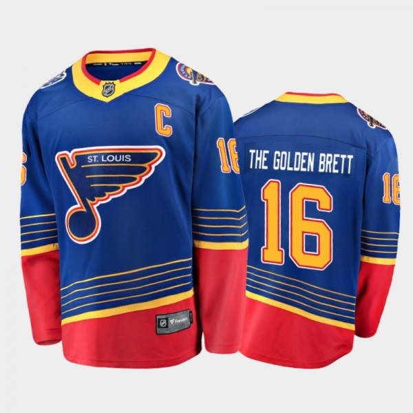 Men's St. Louis Blues Brett Hull #16 Throwback Retired Player Nikename Blue Jersey