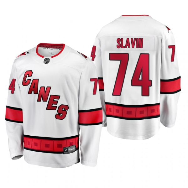 Carolina Hurricanes Jaccob Slavin #74 Away White 2019-20 Breakaway Player Jersey