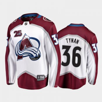 Men Colorado Avalanche T.J. Tynan #36 25th Anniversary White 2020-21 Away Jersey