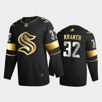 Men's Seattle Kraken Kraken #32 2020-21 Authentic Golden Black Limited Edition Jersey