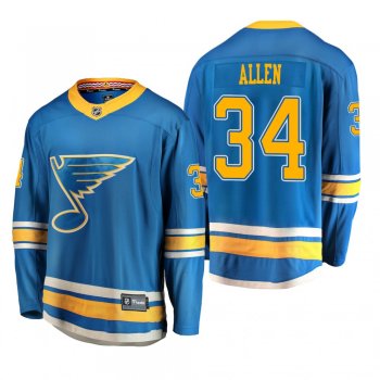 Men's St. Louis Blues Jake Allen #34 2018-19 Alternate Reasonable Breakaway Jersey - Blue