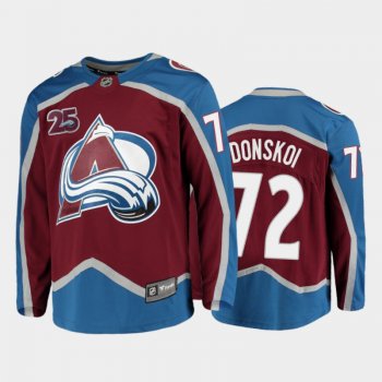 Men Colorado Avalanche Joonas Donskoi #72 25th Anniversary Burgundy 2020-21 Home Jersey