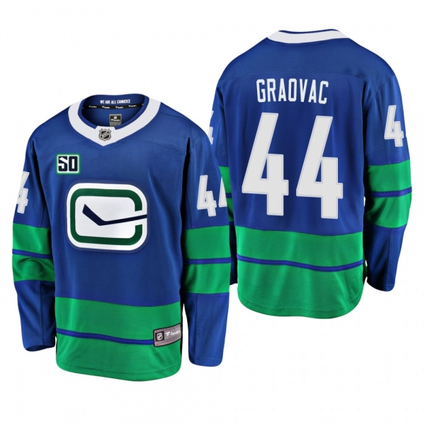 Canucks Tyler Graovac #44 50th Anniversary Alternate Jersey - Blue