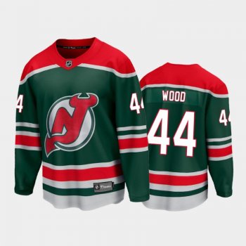 Men's New Jersey Devils Miles Wood #44 Special Edition Green 2021 Jersey