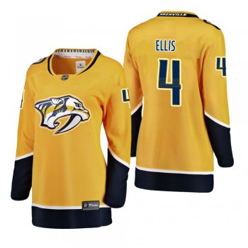 Women's Ryan Ellis #4 Nashville Predators Home Breakaway Player Gold Bargain Jersey