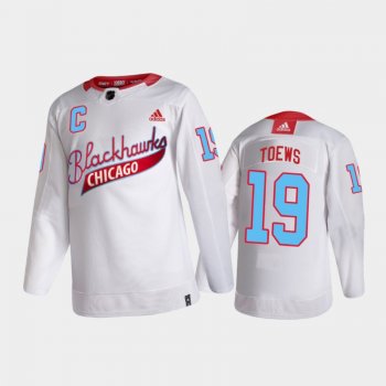 Men's Chicago Blackhawks Jonathan Toews #19 One Community Night White Jersey