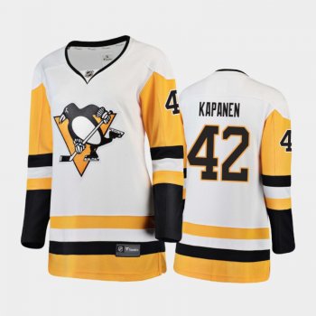 Women's 2020-21 Pittsburgh Penguins Kasperi Kapanen #42 Away Breakaway Player Jersey - White