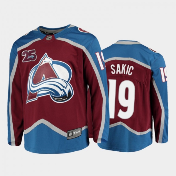 Men Colorado Avalanche Joe Sakic #19 25th Anniversary Burgundy 2020-21 Home Jersey